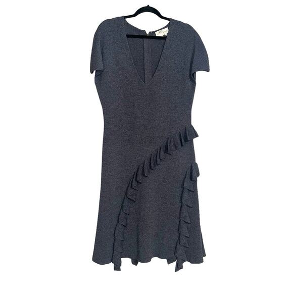 Sachin & Babi Chalise Grey Cap Sleeve V-Neck Ruffle Knit Dress XL - Picture 3 of 8